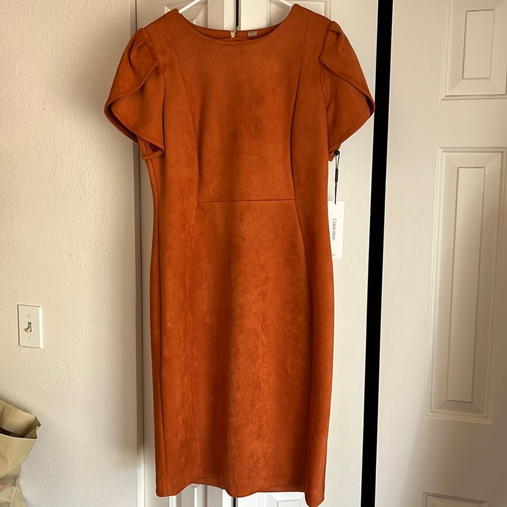 Orange faux Swede dress